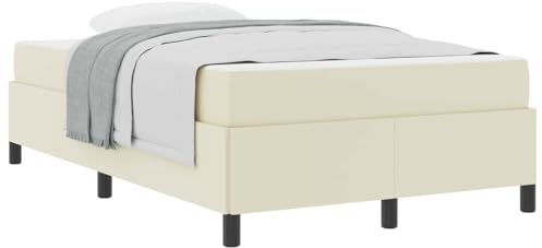 vidaXL Bettrahmen mit Matratze Creme 120 x 200 cm Stoff, Hübsches Bettgestell, modernes rechteckiges Design, haltbare Schlaflösung für Gästezimmer, Bequeme Möbel