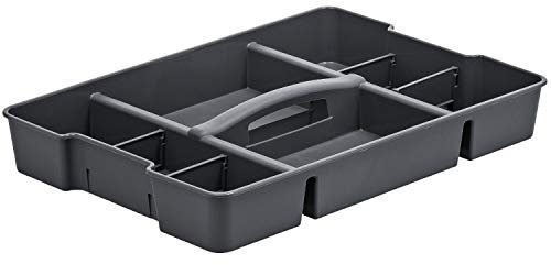 Rotho Evo Einsatz mit Fächern und Trennwänden, Kunststoff (PP) BPA-frei, anthrazit, (51,6 x 36,5 x 7,3 cm)