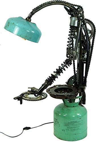GURU SHOP Stehlampe/Stehleuchte, Industrial Style, Upcycling Lichtobjekt aus Altmetall - Modell Ritter Rostig, 80x50x24 cm