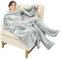 Catalonia Classy Decke mit Ärmeln und Fußtasche Geschenk für Frauen Herren, Flauschig Fleece Tragbare Kuscheldecke mit Ärmeln, Warm Decke zum Anziehen Ärmeldecke Erwachsene, Hellgrau