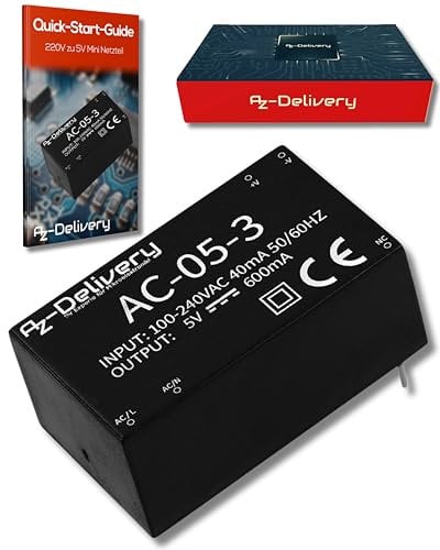 AZDelivery 220V a 5V Mini Modulo Fuente de alimentacion Compatible con Raspberry Pi con E-Book Incluido!