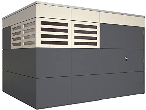 SKAN HOLZ Perth 4 Gartenhaus, Wände schiefergrau Fenster telegrau