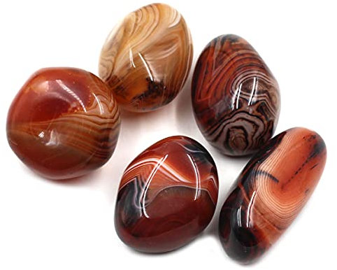 Chiloskit Natürlicher Sardonyx-Achat-Palmstein, fossiler Handschmeichler, Kieselsteine, Heilkristall, Geschenk für Mädchen, 4 cm, 6 cm (4 cm/5 Stück)