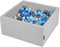 KiddyMoon 90 x 40 cm/200 Bolas de diámetro 7 cm Cuadrado Piscina de Bolas para bebé con Bolas de Colores, Gris Claro: Perla/Azul/bebé Azul/Transparente/Plata