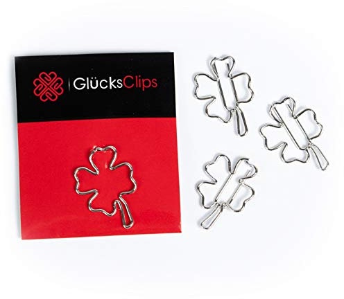 Büroklammern, 11x Büroklammer Motiv Kleeblatt, als Deko oder Lesezeichen. Paperclip I Paper Clips, Briefklammer oder Bookmark, für Büro oder Zuhause, C031