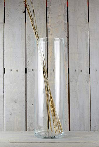 EMH Jarrón cilíndrico de Cristal soplado Hecho a Mano para Flores de 50 cm de Alto