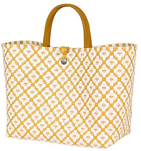 Handed By - Tasche/Shopper/Einkaufstasche - Motif Bag - Kunststoff - gelb/weiß - 32 x 38 x 22 cm