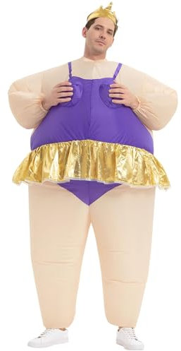 JYZCOS Costume da ballerina gonfiabile per adulti che esplodono divertenti vestiti grassi di Halloween, Viola, Large