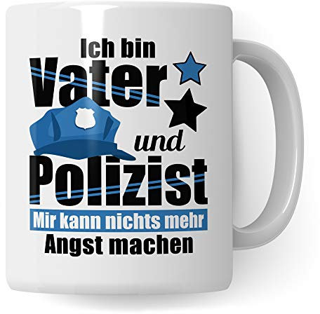 Tasse Polizei, Geschenk für Polizisten, Becher Polizist Vater Geschenkidee Kaffeetasse, Polizist Papa Vatertag Ausbildung Polizeibeamter Kaffeebecher lustig