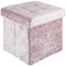 INTIRILIFE Faltbarer Sitzhocker 38x38x38 cm in Samt Rosé - Sitzwürfel mit Stauraum und Deckel mit Samtbezug- Sitzcube Fußablage Aufbewahrungsbox Truhe Sitzbank