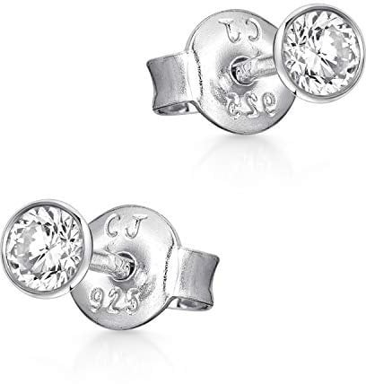 Materia Zirkonia Ohrstecker Silber 925 - Ohr Schmuck zweites drittes Ohrloch 4mm SO-436-4