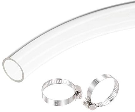 sourcing map PVC Rohr mit Edelstahlclips, 25mm ID x 30mm OD Länge 1m Rund Kunststoffrohr für Garten, Aquarium, Wasserleitung, Kabelkanal, lüftungsrohr
