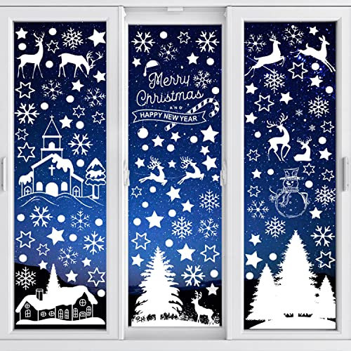 9 Feuilles Autocollants Fenêtre Noël, Flocons Décoration Fenêtre Réutilisable Electrostatique PVC (Style2)