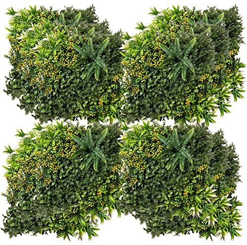 Outsunny 12 Stück künstliches Pflanzenwand Hecke 50x50 cm UV-Schutz Sichtschutz Mehrblättriges Design Heckenpflanze für Garten Outdoor Dekor