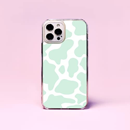 Pastel Cow Spots Animal Print Pattern Plastic Phone Case/Cover Compatible with iPhone 13 Sage Green