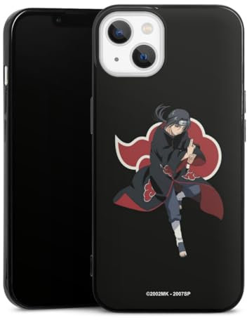Slim Case extra dünn kompatibel mit Apple iPhone 13 Silikon Handyhülle schwarz Hülle Itachi Uchiha Offizielles Lizenzprodukt Naruto Shippuden