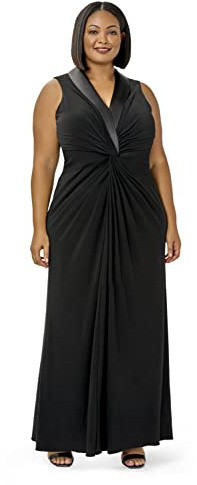 Adrianna Papell Damen Smokingkleid aus Jersey Formales Abendkleid, schwarz, 34