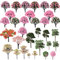 Cayway 34 Stück Modellbau Bäume Mixed Bäume Modellbau, 4~12 cm Mixed Bunt Modell Baum Zug Bäume Kunststoff Modell Bäume für DIY Landschaft Gartendeko, Modelllandschaft