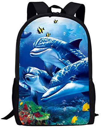HELLHERO Kinder-Rucksäcke für Mädchen und Jungen, Schultaschen, Vorschul-Büchertasche, Delfin, Medium