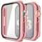 Misxi [2 Pezzi] Cover Apple Watch Series 9 (2023) Series 8 Series 7 Con Vetro Temperato 41mm, Custodia Rigida iWatch Protezione Totale Ultra Sottile Pellicola Protettiva, 1 Rose Pink + 1 Trasparente