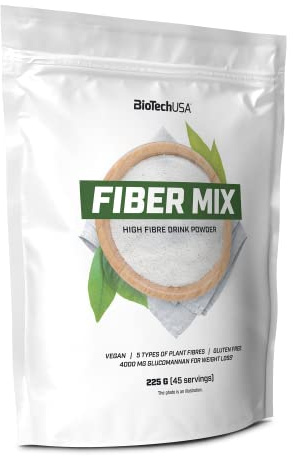 BioTechUSA Fiber Mix | 5 Types of Plant Fibres | Glucomannan, Citrus Fiber, psyllium | Weight Loss Support, 225 g, Unflavored