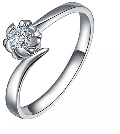 Dsnyu 750 Weißgold Ring, 0.13ct Diamant Eheringe Silber, Ringe Pärchen Blume Hochzeitsringe Paar für Tochter Größe 49 (15.6)