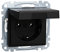 Schneider Electric Merten Schuko-Steckdose mit Klappdeckel, Steckklemmen, System M, schwarz matt, Artikelnummer MEG2311-0403