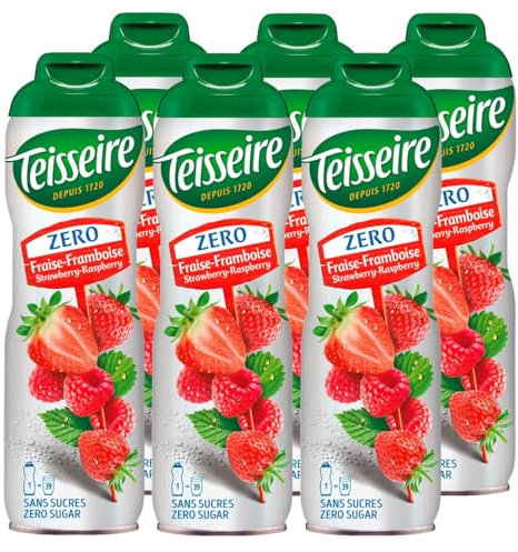 Teisseire Zéro Sucre, Sirop Fraise, Framboise pour Boisson Rafraîchissante, Cocktails, Bidon 60cl