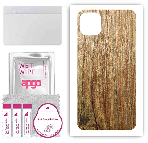 apgo Protective Skin Sticker for the Back compatible with Apple iPhone 11 Pro Max, Wrap Film, Foil, Vinyl - Pattern Antique Pine Wood