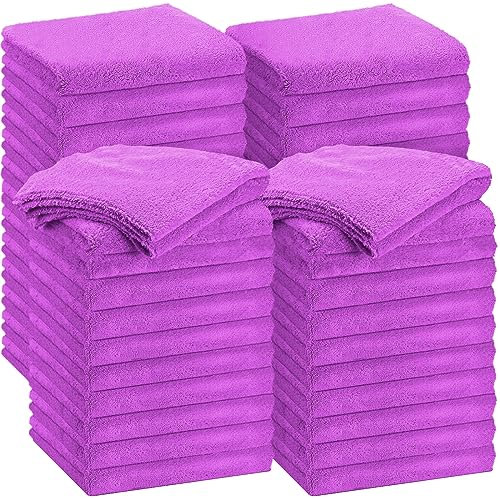 Shimeyao 30 Stück 40,6 x 40,6 cm randlose Mikrofaser-Plüsch-Handtücher für Autos, Details, Trocknen, Waschen, Polieren, saugfähige Reinigungstücher, 500 g/m² (lila)