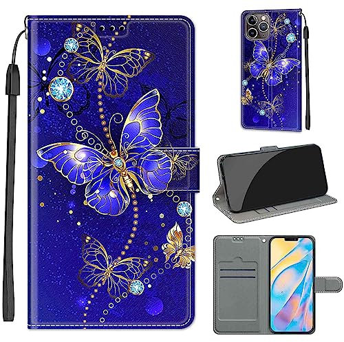 for iPhone 12 Pro Max Case, PU Leather Wallet Book Flip Folio Stand View Cover Pouch Compatible with iPhone 12 Pro Max Phone Case (Butterfly)
