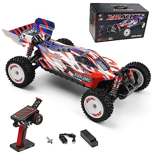 Goolsky WLtoys 124008 Coche Teledirigido Alta Velocidad 1/12 2,4 GHz 60 KM/H 4WD Motor Sin Escobillas Buggy de Alta Velocidad Coche Rápido Todoterreno Regalos para niños Adultos 1300mAh Batterie