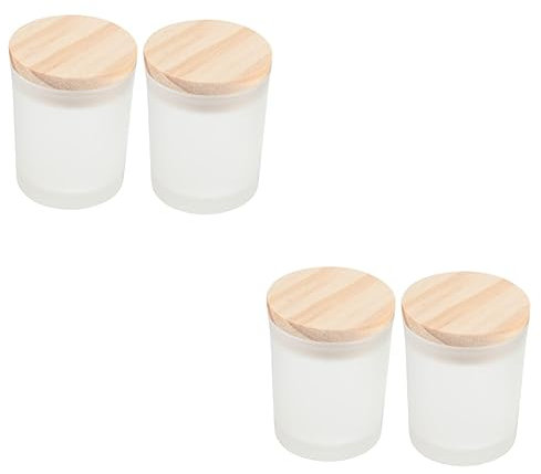 COHEALI Pot 4 Pcs DIY Bougie Tasse Bougeoirs en Verre Récipient De Bougie DIY Bocaux De Bougie Vides Bougie Alimentaire Petits Bougeoirs Bougie en Verre Dépoli Récipient De Bricolage