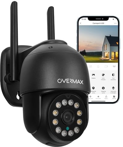 Overmax CAMSPOT 4.95 QHD 4MPx Außen-PTZ-Kamera, Farb-Nachtmodus 60m Drehbare Kamera 355o/90o, Blickwinkel 100o Bewegungserkennungsalarm, Zwei-Wege-Audio, automatische Verfolgung, Outdoor