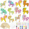 Shinybox Einhorn Holz Bastelset, 12 Stück Einhorn Bastelset Kit, DIY Holz Bastelset Einhorn für Kinder, Holz Basteln Kinder zum Bemalen und Basteln für DIY Kinder Malen Dekoration(Einhorn Ornament)