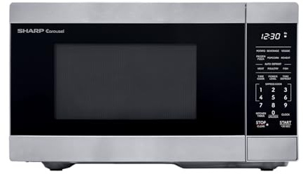 SHARP Kompakter Mikrowellenherd mit abnehmbarer 25,4 cm (10 Zoll) Drehteller, 700 W, 0,7 Kubikfuß, Edelstahl