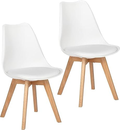EGGREE Esszimmerstühle 2er Set mit Eichenbeinen Holz SGS geprüft, stühle Skandinavisch Design modern Gepolsterter Küchenstühle esszimmer Stuhl Holz weiß