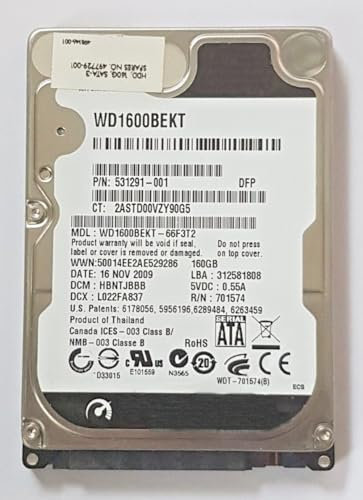160 GB SATA WD1600BEKT-66F3T2 7200 rpm 16 MB HDD 2.5