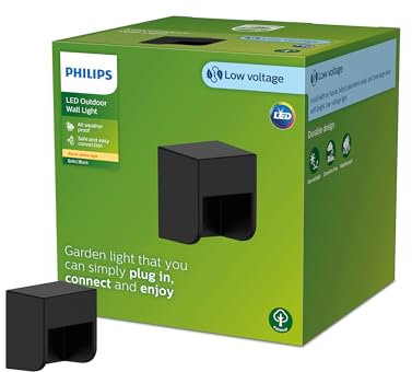 Philips Outdoor Niedervolt Grits Wandleuchte Erweiterung, 1x1,5W, 24V, 2700 Kelvin, IP67 wasserfest, schwarz