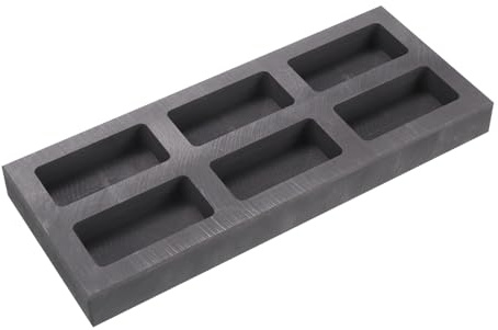 sourcing map Gold Silver Graphite Ingot Mould Crucible for Casting Metal Aluminum Copper Brass Melting Refining, Six Hole Slot 7.68x3.15x0.67
