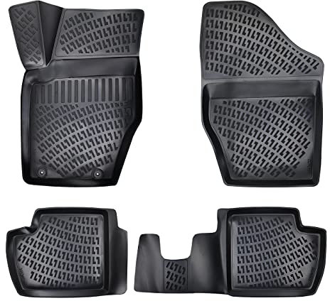 Rizline Passgenau 3D Fussmatten Auto Kompatibel mit Citroën C4 1.Gen. 2004-2010 Passgenau Gummimatten Auto Zubehör 1. und 2. Reihe TPE Allwetter Geruchlos rutschfest Vorne & Hinten