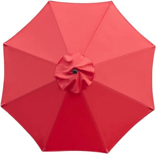 Sonnenschirm Ersatzbezug, UV-Schutz Ampelschirm Bezug, Wasserdicht Schirmbezug Sonnenschirm Ersatzteile für Balkon, Garten, Pool und Strand,Rot-3m*8 Streben