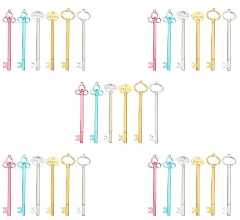 Fransande 30 Stk Schlüssel Gelstift,Key Shape Pen Vintage Gelschreiber Kugelschreiber,Schlüsselform Student Stift Kunststoff, für Kinder und Erwachsene Skizzieren Zeichnen Schule Bürobedarf