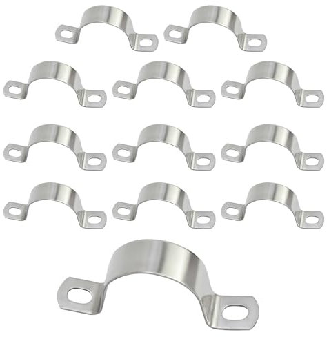 VEGCOO 12 Pièces Collier De Serrage Inox 25mm, Collier De Serrage Pour Tube Acier, Imperméable Collier Serrage Inox Fixation Pour Tube, Collier Serrage Inox Pour Tuyau De Gaz/Tuyau En Plastique