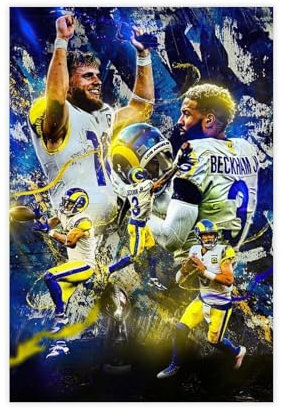 bnyesa Poster auf Leinwand, Motiv: Cooper Kupp und Odell Beckham Jr. American Football Spieler, Wandkunst, Dekordruck, Bild Gemälde für Wohnzimmer, Schlafzimmer, Dekoration, 30 x 45 cm