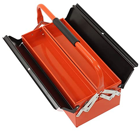 Freitragender Werkzeugkasten, Metall-Werkzeugkasten, 2 Schichten, 3 Tabletts, Tragbarer Faltbarer Werkzeugkasten-Organizer, Tragbarer Faltbarer Werkzeug-Organizer,