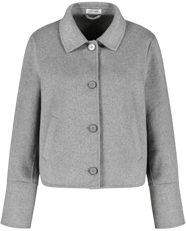 Gerry Weber Damen Kurze Blazerjacke mit Wollanteil geknöpfte Armschlitze, Langarm unifarben, Melange Silver Grey Melange 46
