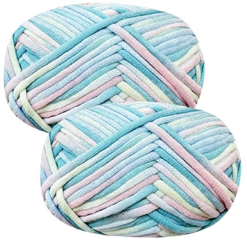 Häkelgarn Baumwolle Häkelwolle Chenille Wolle zum Häkeln 2 X 50g Häkelwolle, Blau Garn Dickes Baumwoll-Nylon-Mischgarn