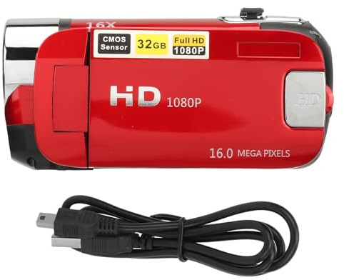 Yosoo Health Gear 1080P HD 16MP Video Camera Camcorder 16X Digital Zoom | 2.4 Inch Rotatable Screen, 600mAh Battery, Portable Recorder for Vlogging Travel Baby