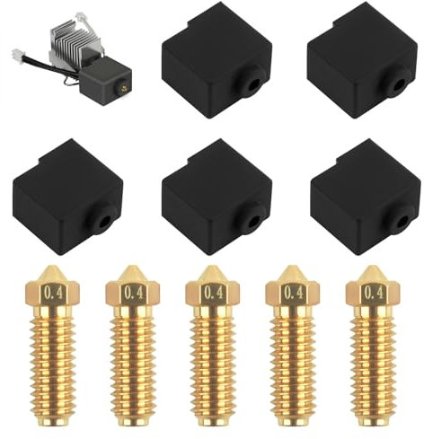 5Pcs Düsen und Silikonsockel für Anycubic Kobra 3, 3D Drucker Zubehör mit 5pcs 0.4mm Messingdüsen und Silicone Socks, 3D Drucker Zubehörteile Präzisionsdüsen Schutzhüllen für Optimale Druckergebnisse